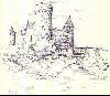 Zeichnung vom frheren Konrektor Mller ber die Burg Wersau