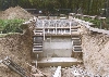 Sanierung der alten Brcke aus gelben und roten Steinen