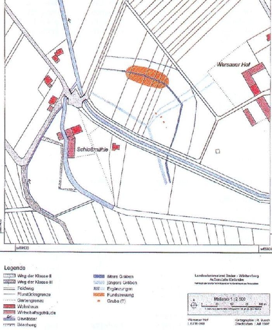 Umzeichnung der Luftbildbefunde bei der Burg Wersau