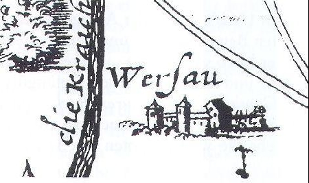 Konkretere Darstellung der Burg Wersau 1675