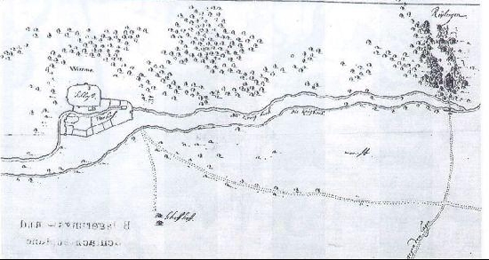 Riartiger Plan des Burgkomplexes Wersau um 1690