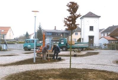 Vegetationstechnische Arbeiten im Schulhof der Schiller-Schu