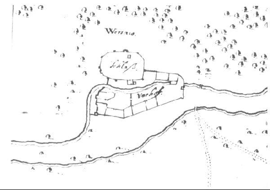 Plan der Burg Wersau um 1690 (GLA H, BS-II/65)